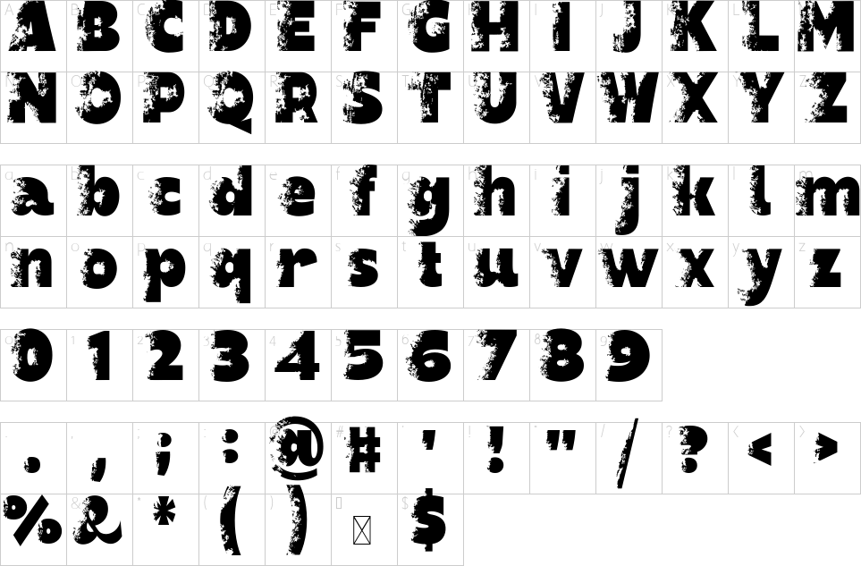 table des caractères