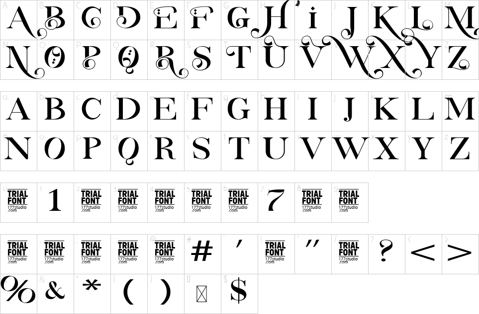 table des caractères