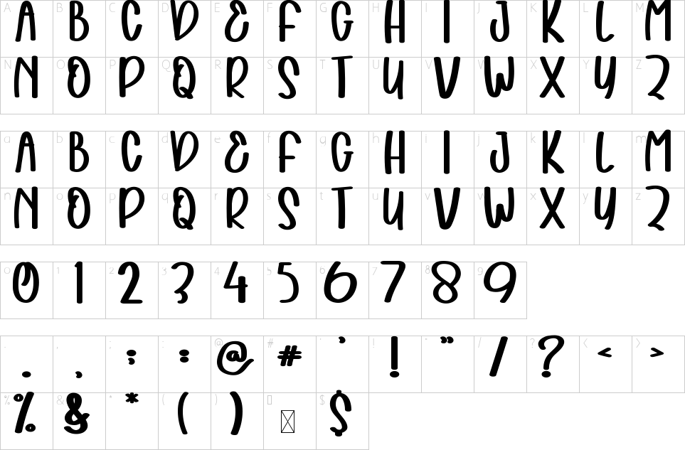 table des caractères