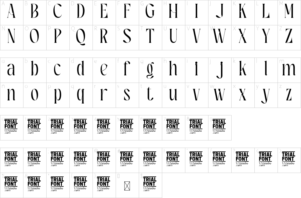 table des caractères